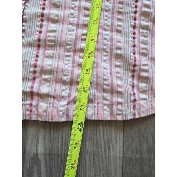 Eddie Bauer Womens Sleeveless Button-Down Top L Pink Striped Cotton & Polyester - Picture 5 of 6